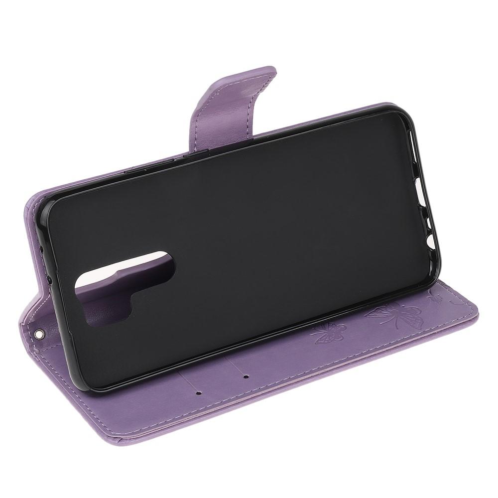 Étui en cuir à papillons pour Xiaomi Redmi 9, Violet