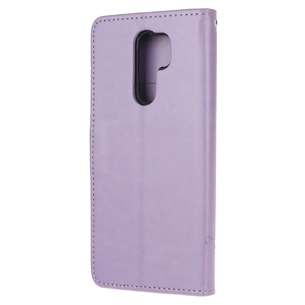 Étui en cuir à papillons pour Xiaomi Redmi 9, Violet