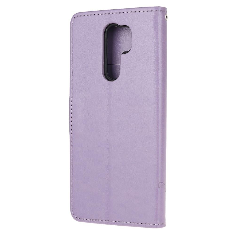 Étui en cuir à papillons pour Xiaomi Redmi 9, violet