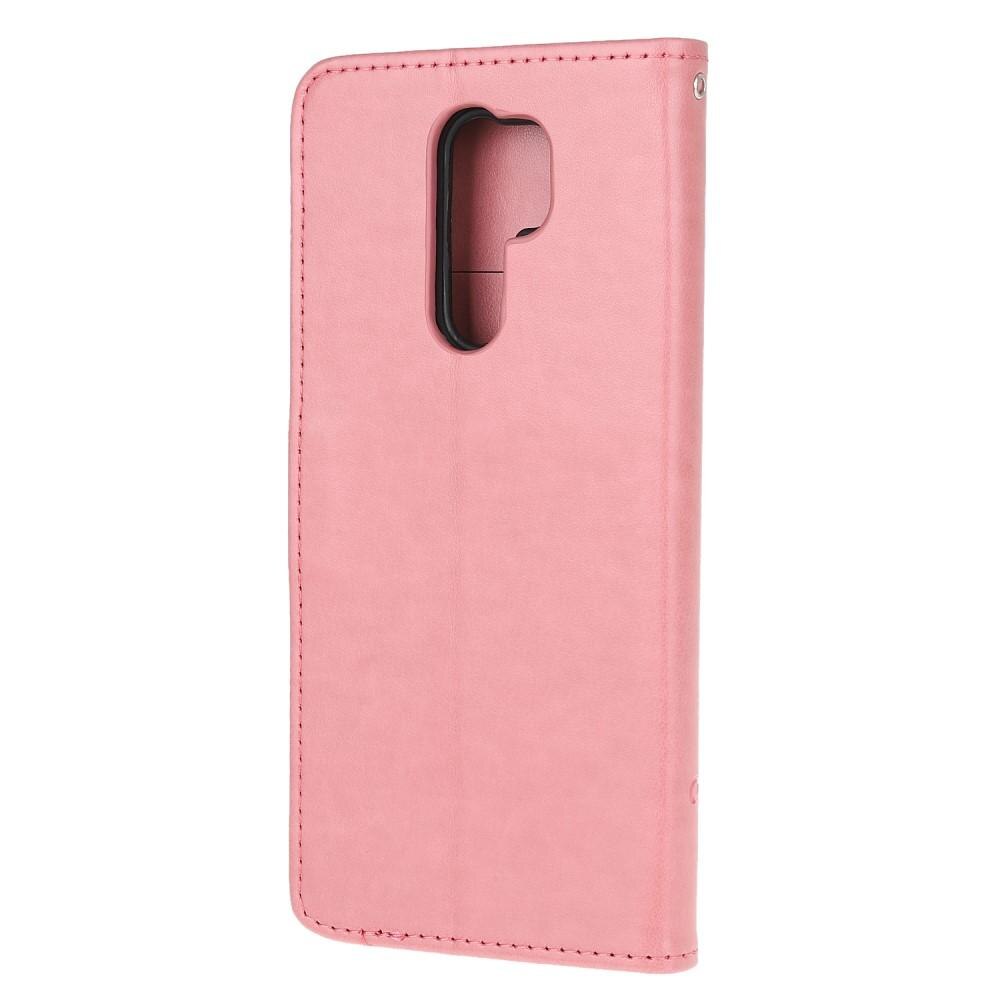 Étui en cuir à papillons pour Xiaomi Redmi 9, Rose