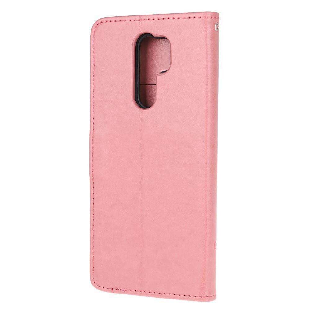 Étui en cuir à papillons pour Xiaomi Redmi 9, rose