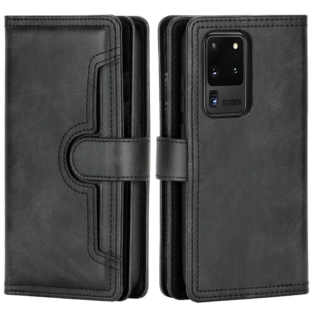 Portefeuille en cuir avec plusieurs fentes Samsung Galaxy S20 Ultra Noir