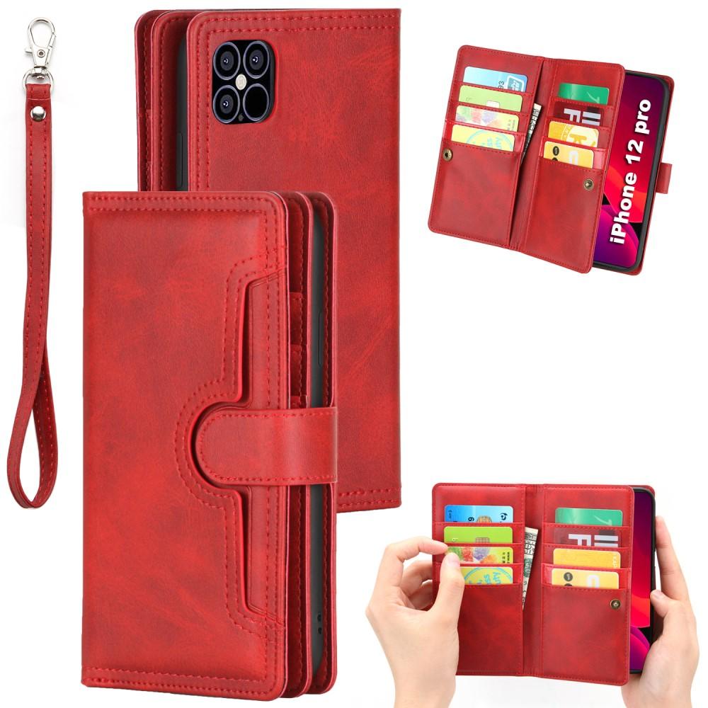 Portefeuille en cuir avec plusieurs fentes iPhone 12/12 Pro Rouge