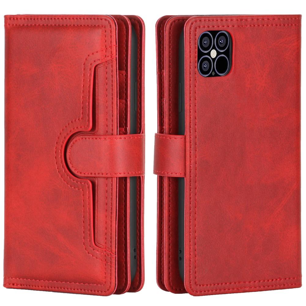 Portefeuille en cuir avec plusieurs fentes iPhone 12/12 Pro Rouge