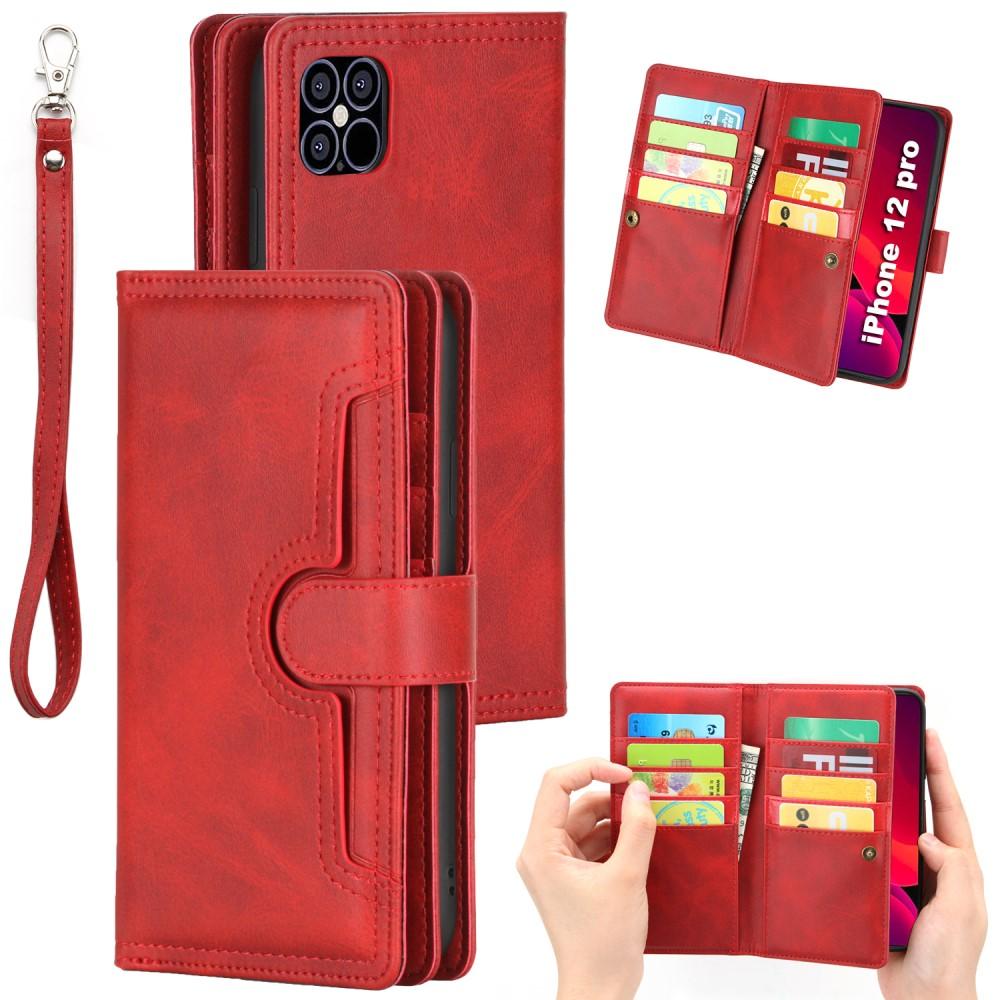 Portefeuille en cuir avec plusieurs fentes iPhone 12 Mini Rouge
