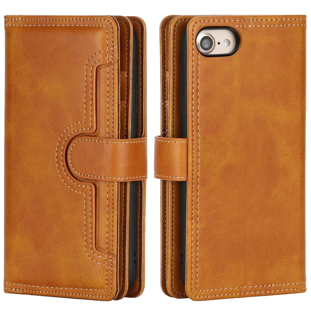 Portefeuille en cuir avec plusieurs fentes iPhone 7, cognac