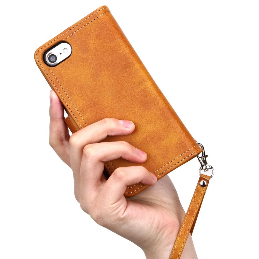 Portefeuille en cuir avec plusieurs fentes iPhone SE (2022), cognac