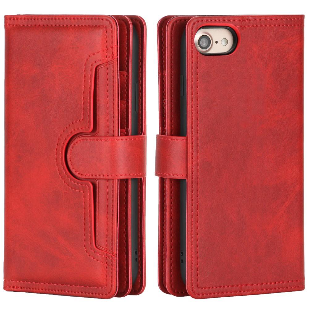 Portefeuille en cuir avec plusieurs fentes iPhone 7, rouge