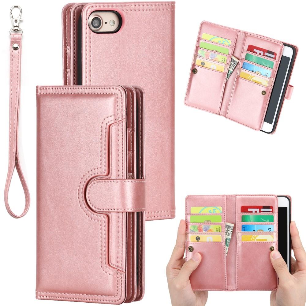 Portefeuille en cuir avec plusieurs fentes iPhone 7/8/SE Or rose