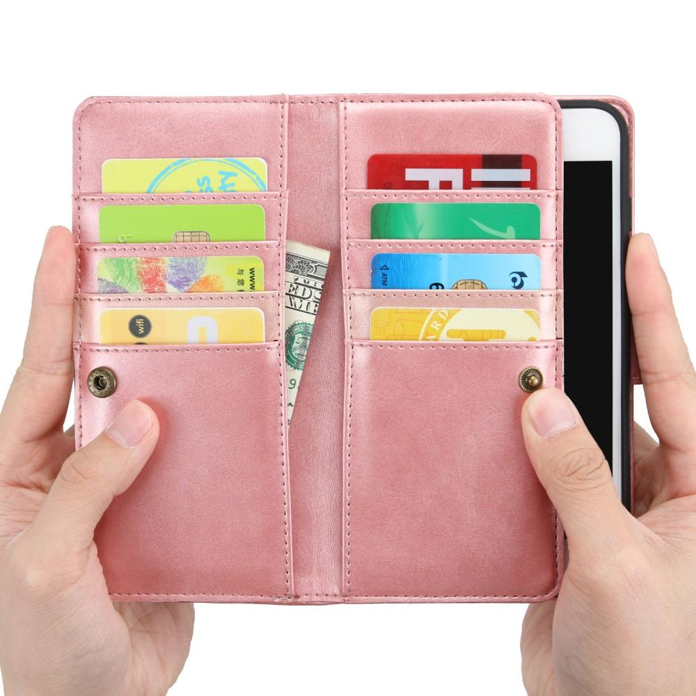 Portefeuille en cuir avec plusieurs fentes iPhone SE (2022), or rose
