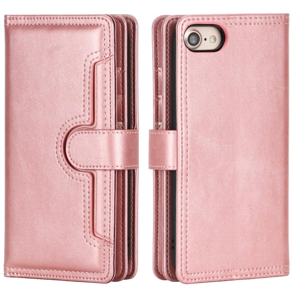 Portefeuille en cuir avec plusieurs fentes iPhone 8, or rose