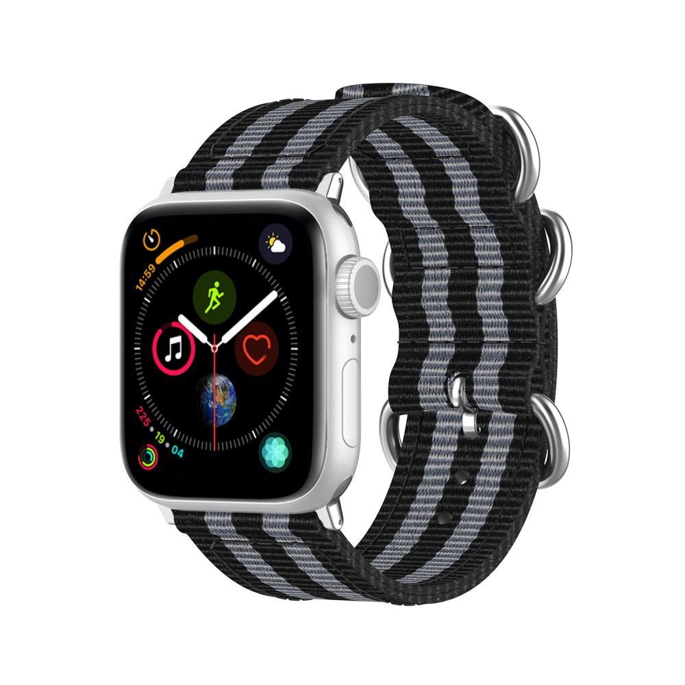 Bracelet Nato Apple Watch 45mm Series 7, noir/gris