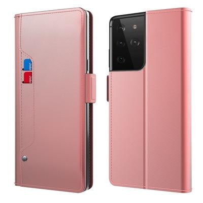 Étui portefeuille Miroir Samsung Galaxy S21 Ultra rose doré