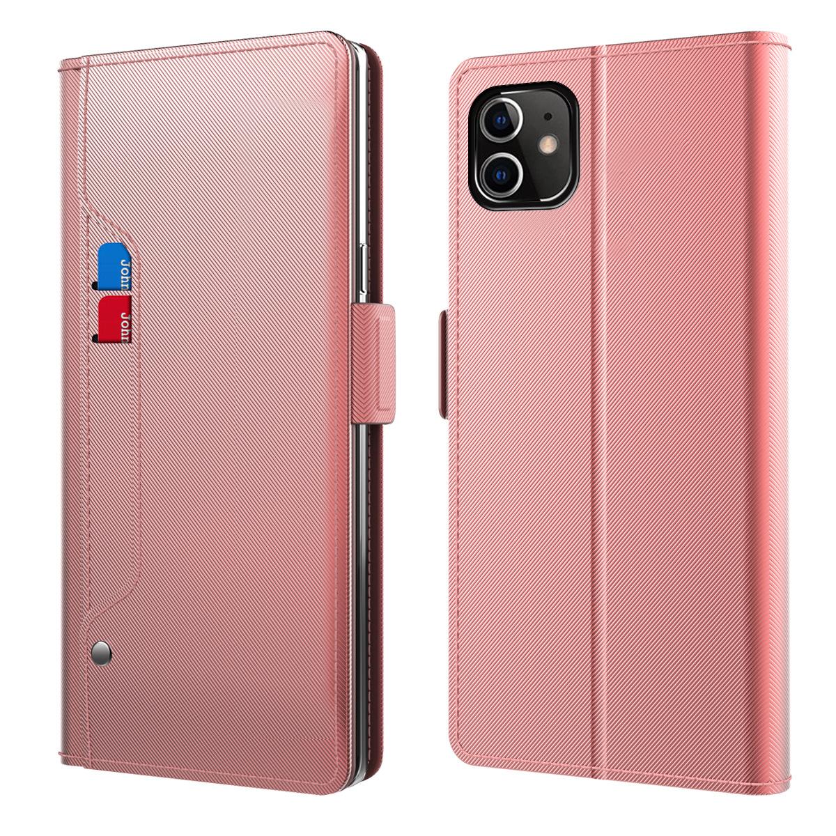 Étui portefeuille Miroir iPhone 12/12 Pro rose doré