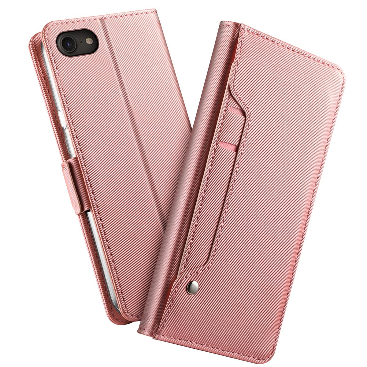 Étui portefeuille Miroir iPhone 8, rose doré