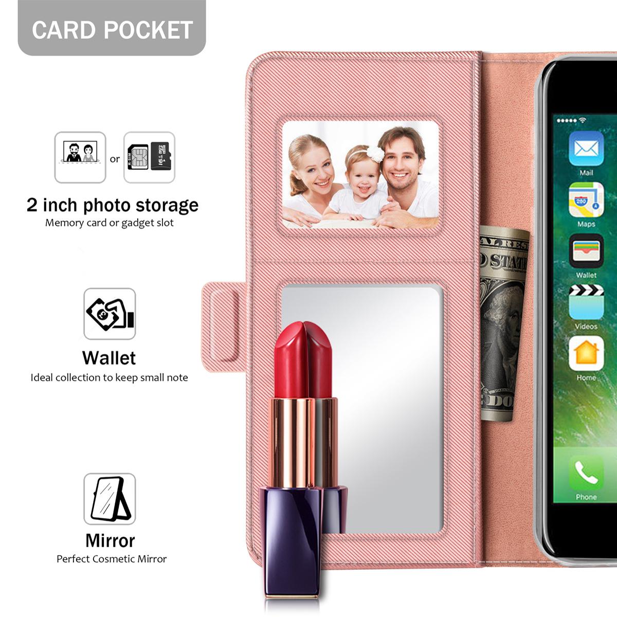 Étui portefeuille Miroir iPhone SE (2022), rose doré