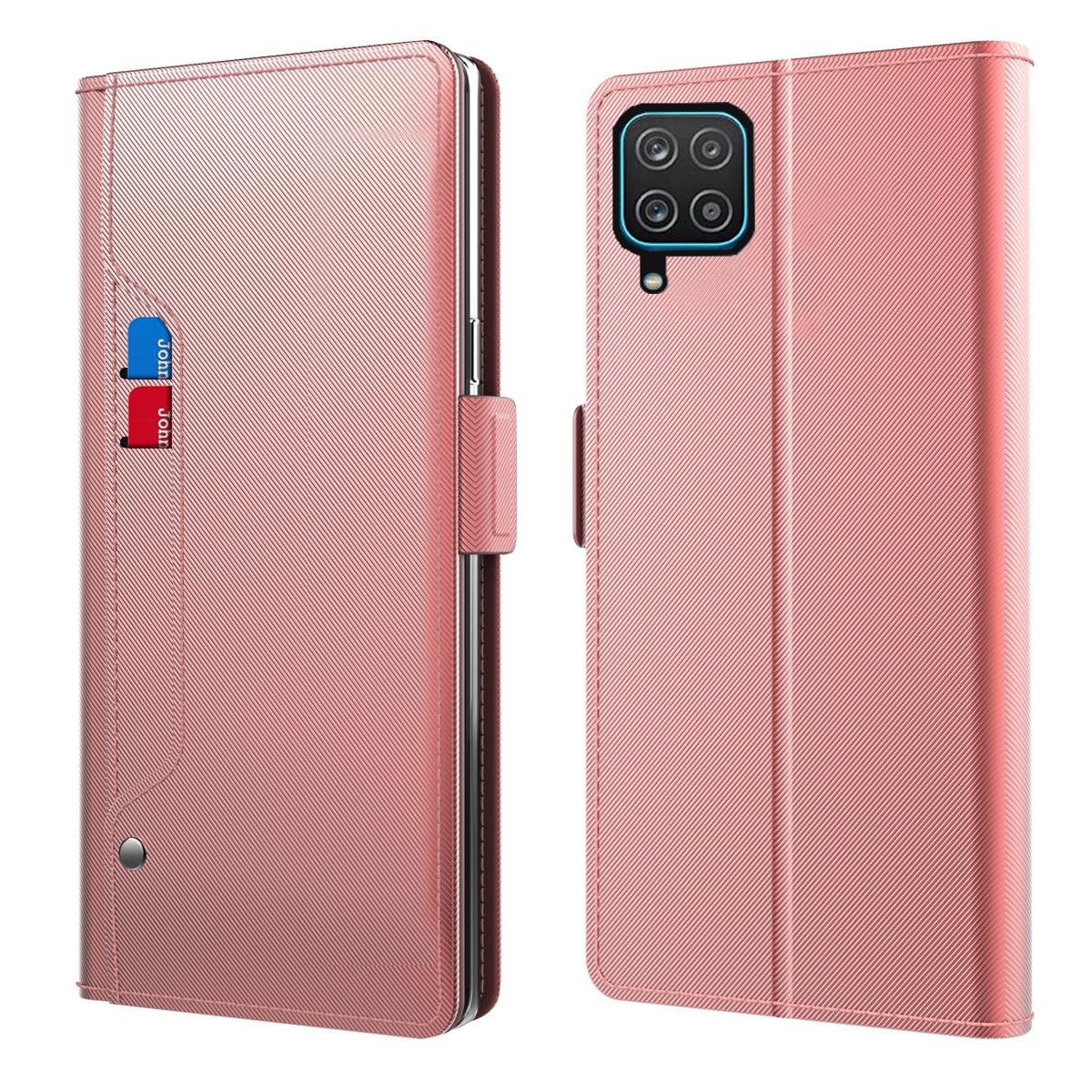 Étui portefeuille Miroir Samsung Galaxy A12 5G Pink Gold