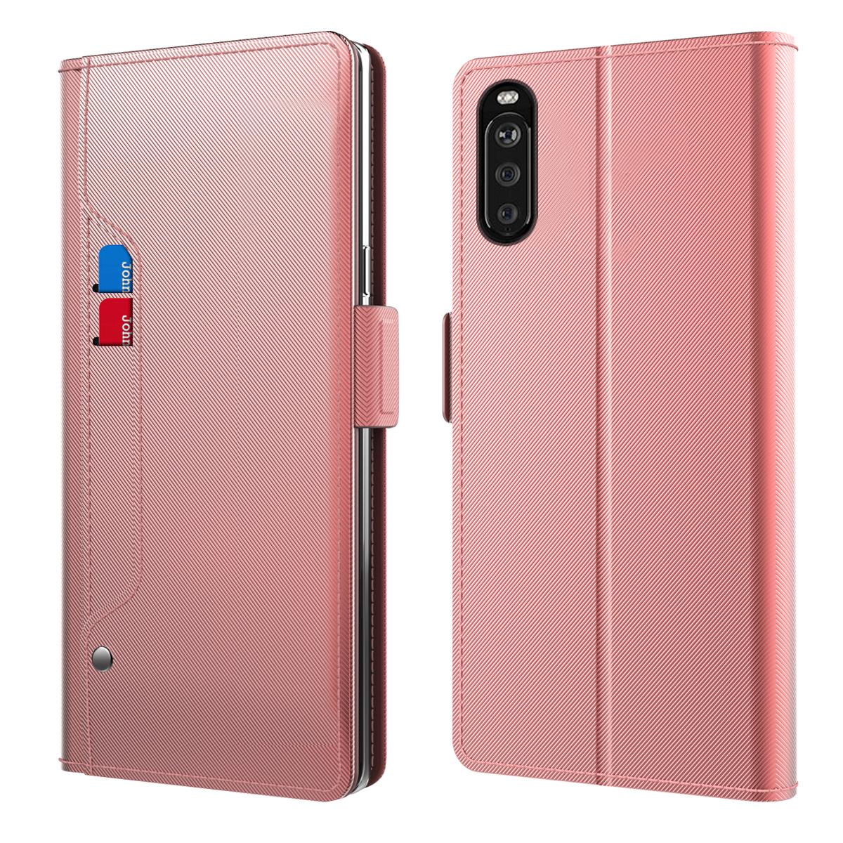 Étui portefeuille Miroir Sony Xperia 10 III rose doré