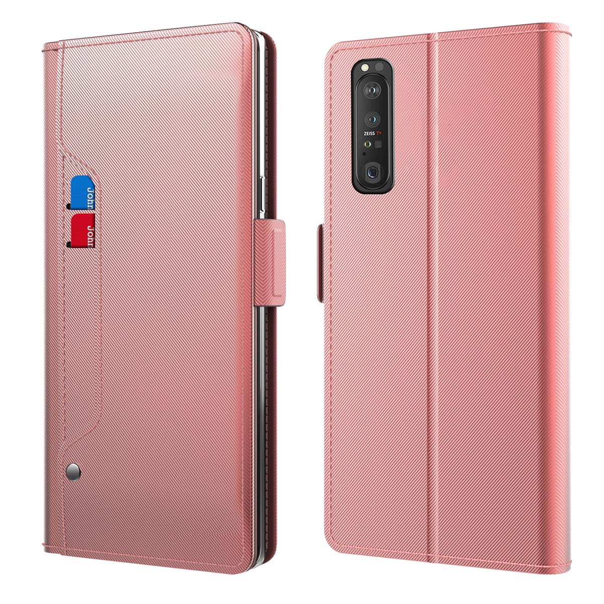 Étui portefeuille Miroir Sony Xperia 1 III rose doré