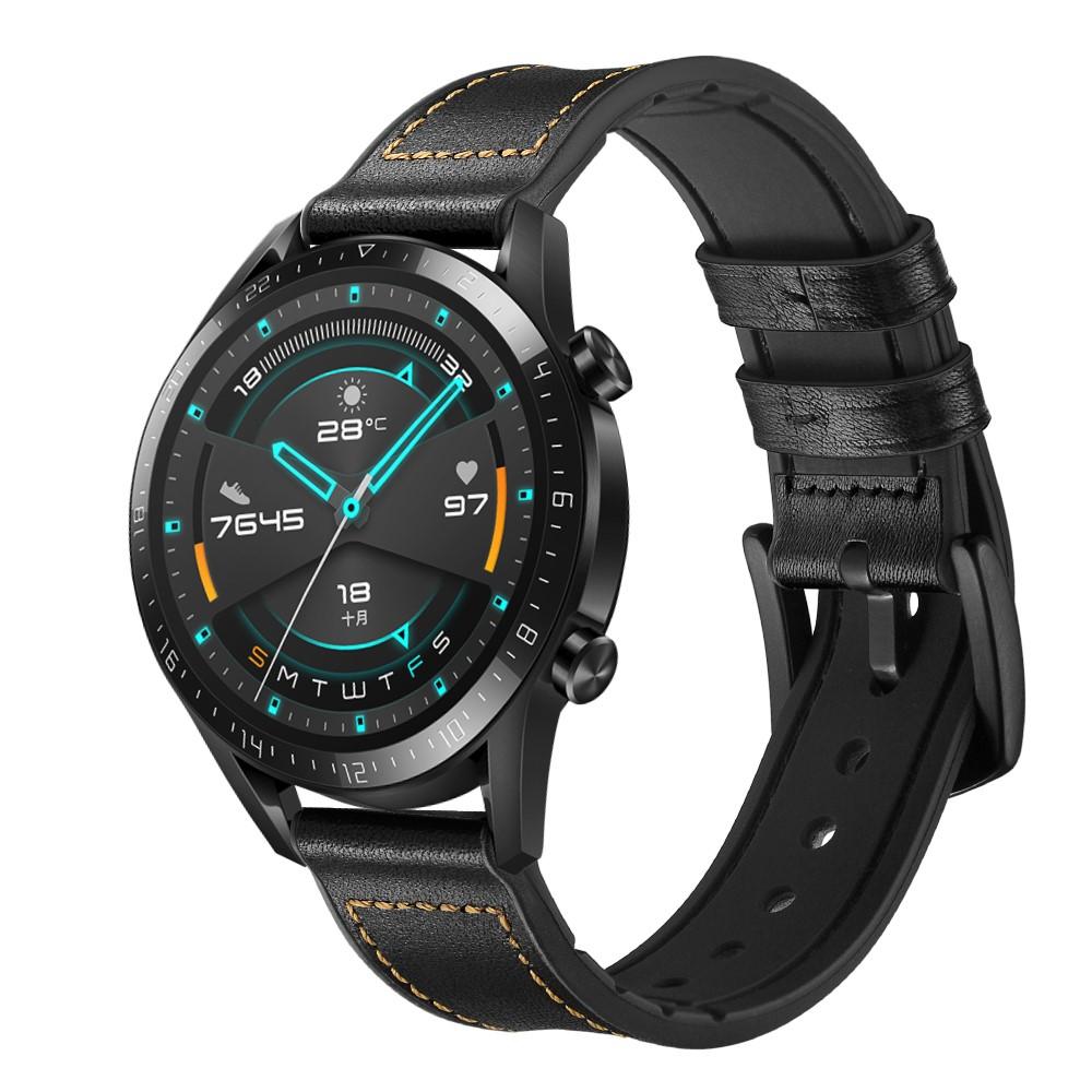 Bracelet en cuir haut de gamme Huawei Watch GT 2 Pro/GT 2 46mm/GT 2e Noir