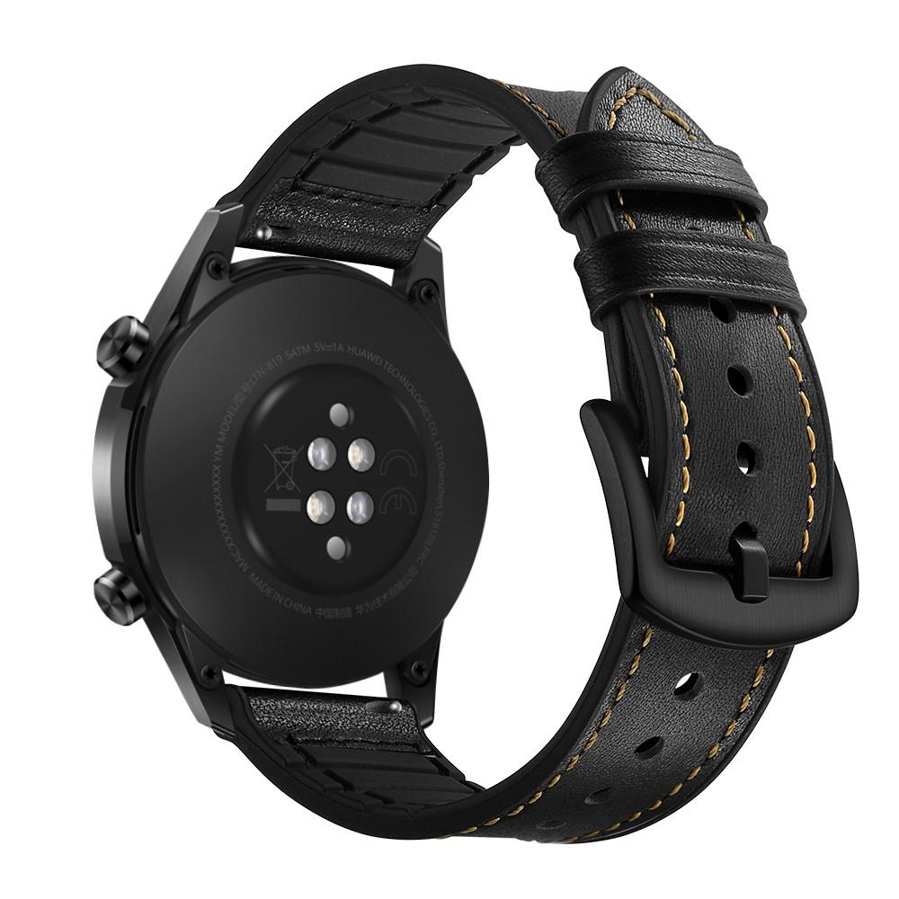 Bracelet en cuir haut de gamme Huawei Watch GT 2 Pro/Watch GT 2 46mm/Watch GT 2e/Watch GT, Noir