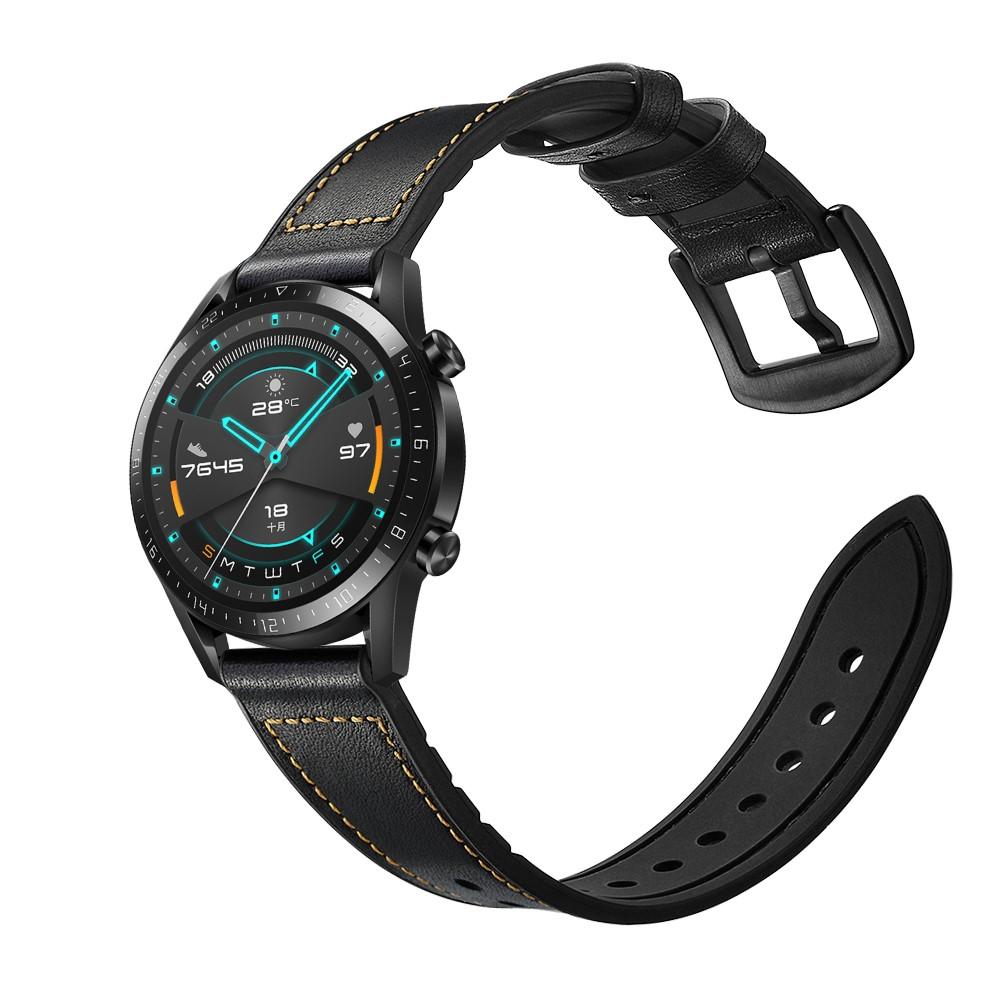 Bracelet en cuir haut de gamme Huawei Watch GT 2 Pro/Watch GT 2 46mm/Watch GT 2e/Watch GT, Noir