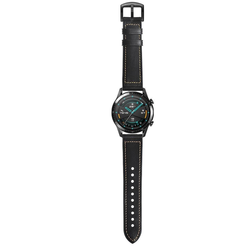 Bracelet en cuir haut de gamme Huawei Watch GT 2 Pro/Watch GT 2 46mm/Watch GT 2e/Watch GT, Noir