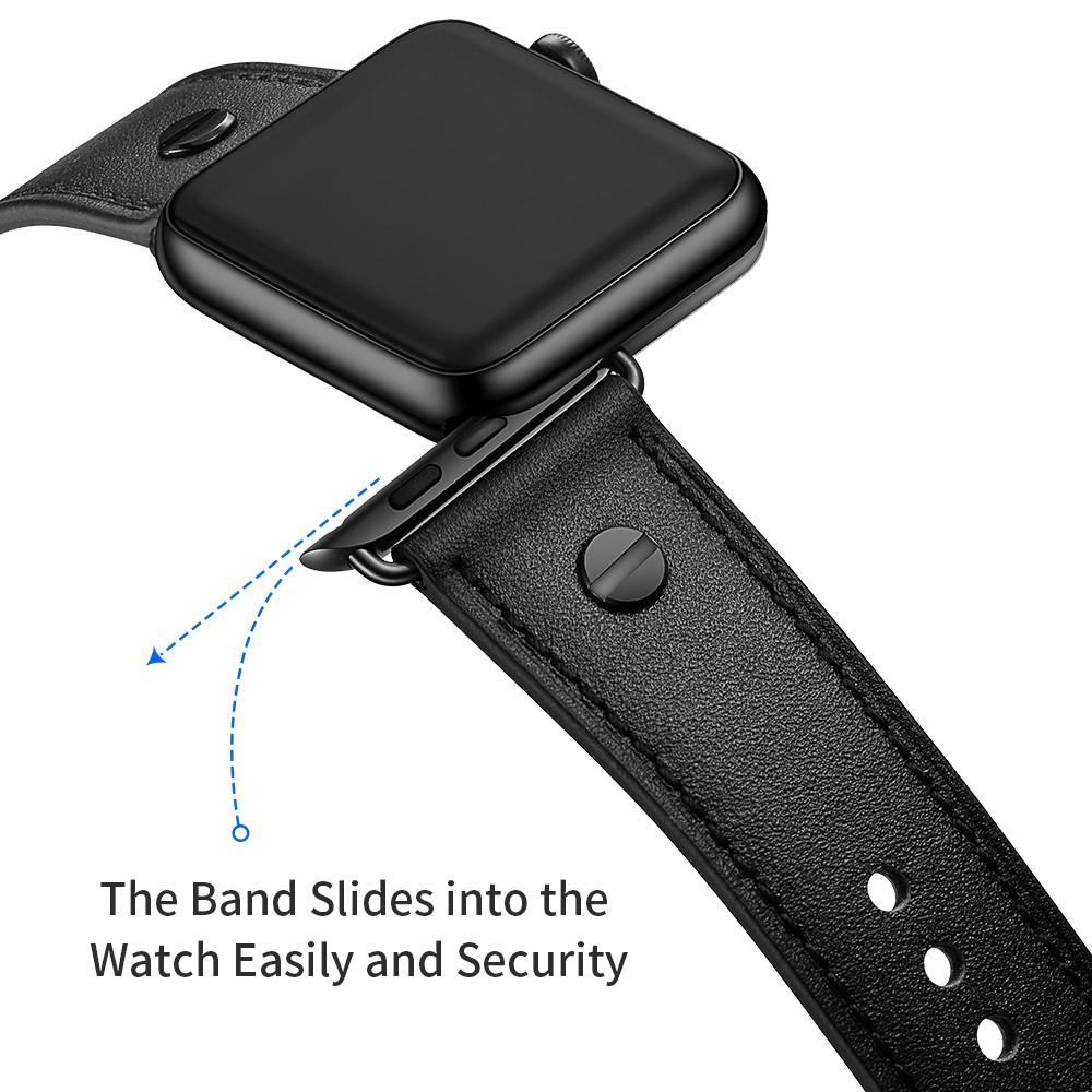 Bracelet en cuir clouté Apple Watch 45mm Series 8 Noir