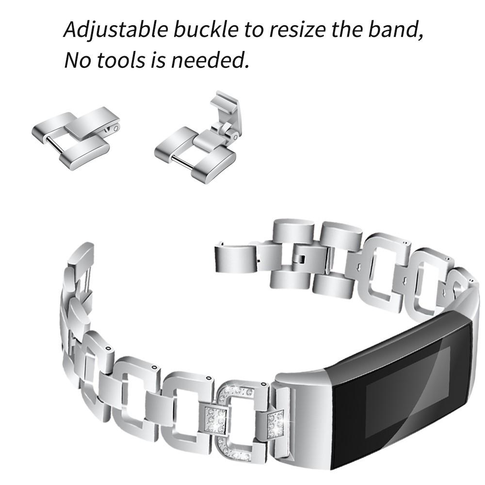 Bracelet Rhinestone Fitbit Charge 3/4 Argent