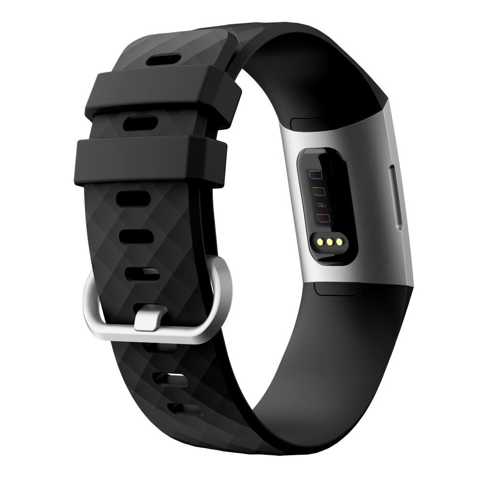 Bracelet en silicone pour Fitbit Charge 3/Charge 4, Noir