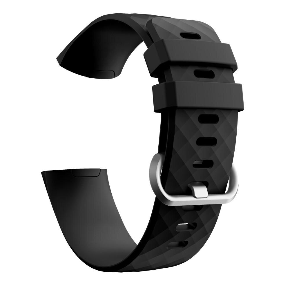 Bracelet en silicone pour Fitbit Charge 3/Charge 4, Noir