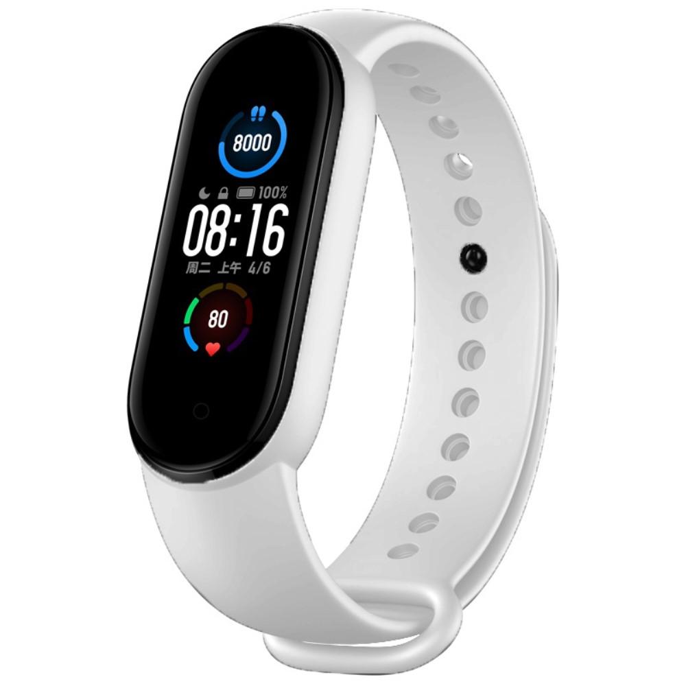 Bracelet en silicone pour  Mi Band 5/Mi Band 6, Blanc