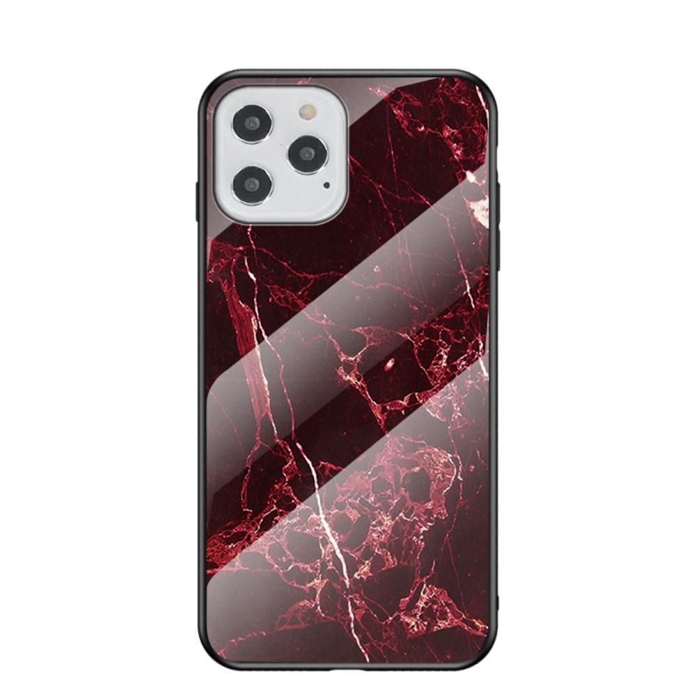 Coque en verre trempé iPhone 12/12 Pro Marbre rouge