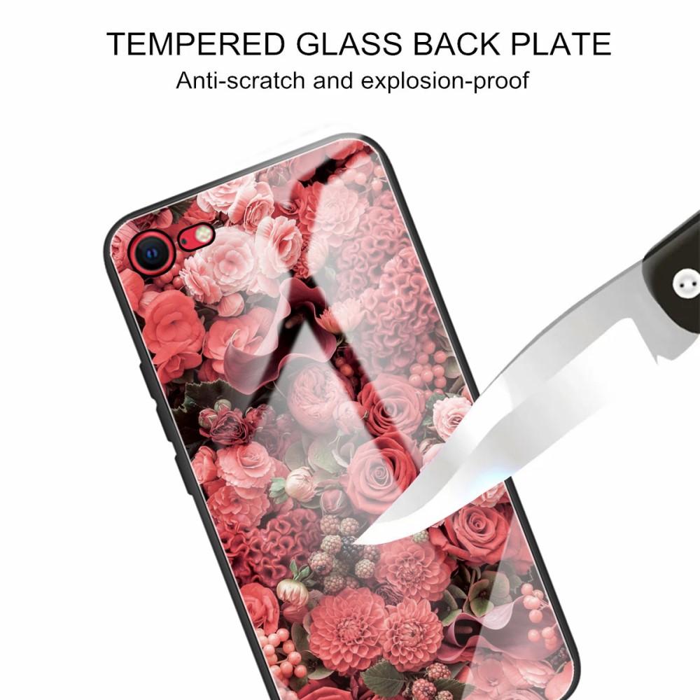Coque en verre trempé iPhone SE (2022) Des roses