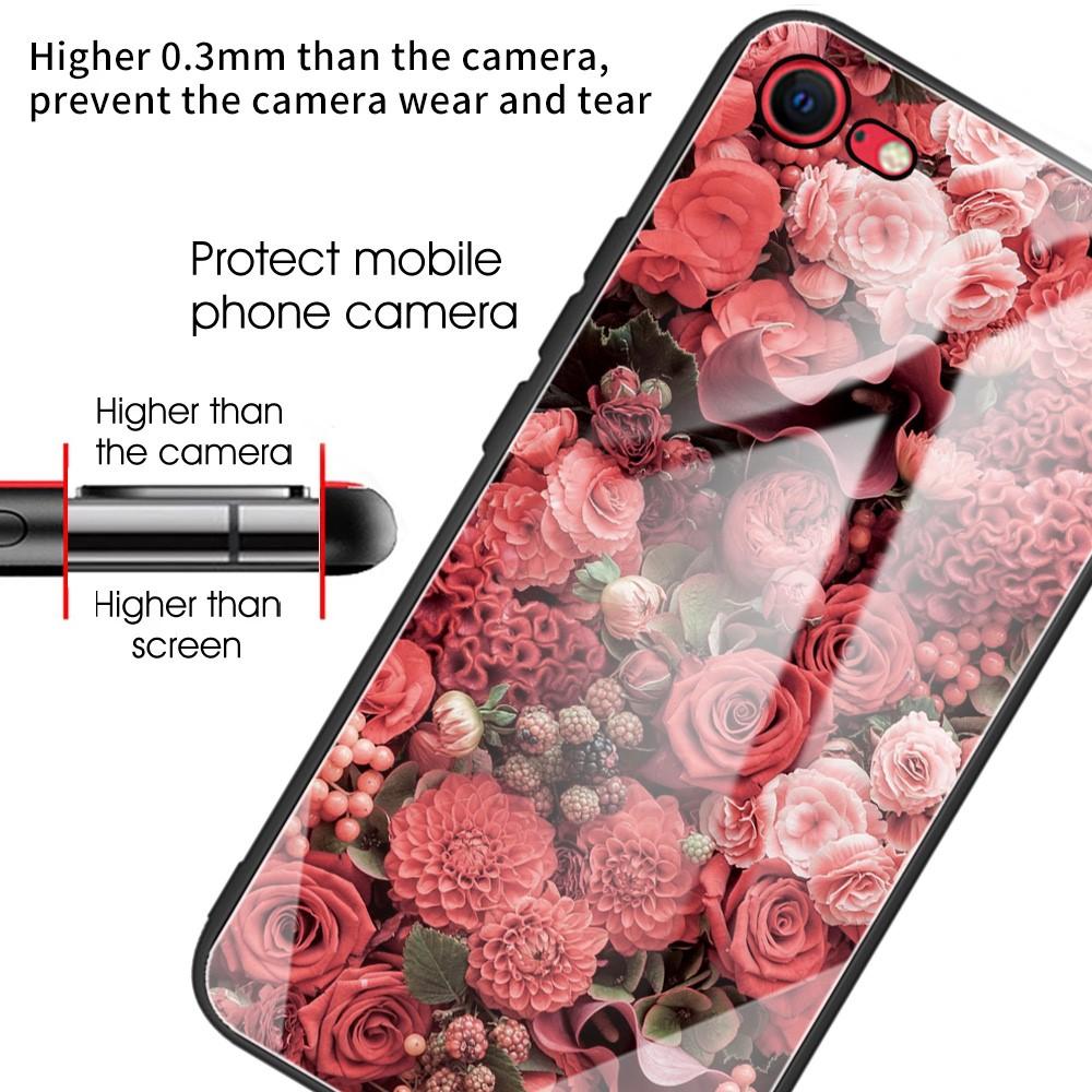 Coque en verre trempé iPhone SE (2022) Des roses