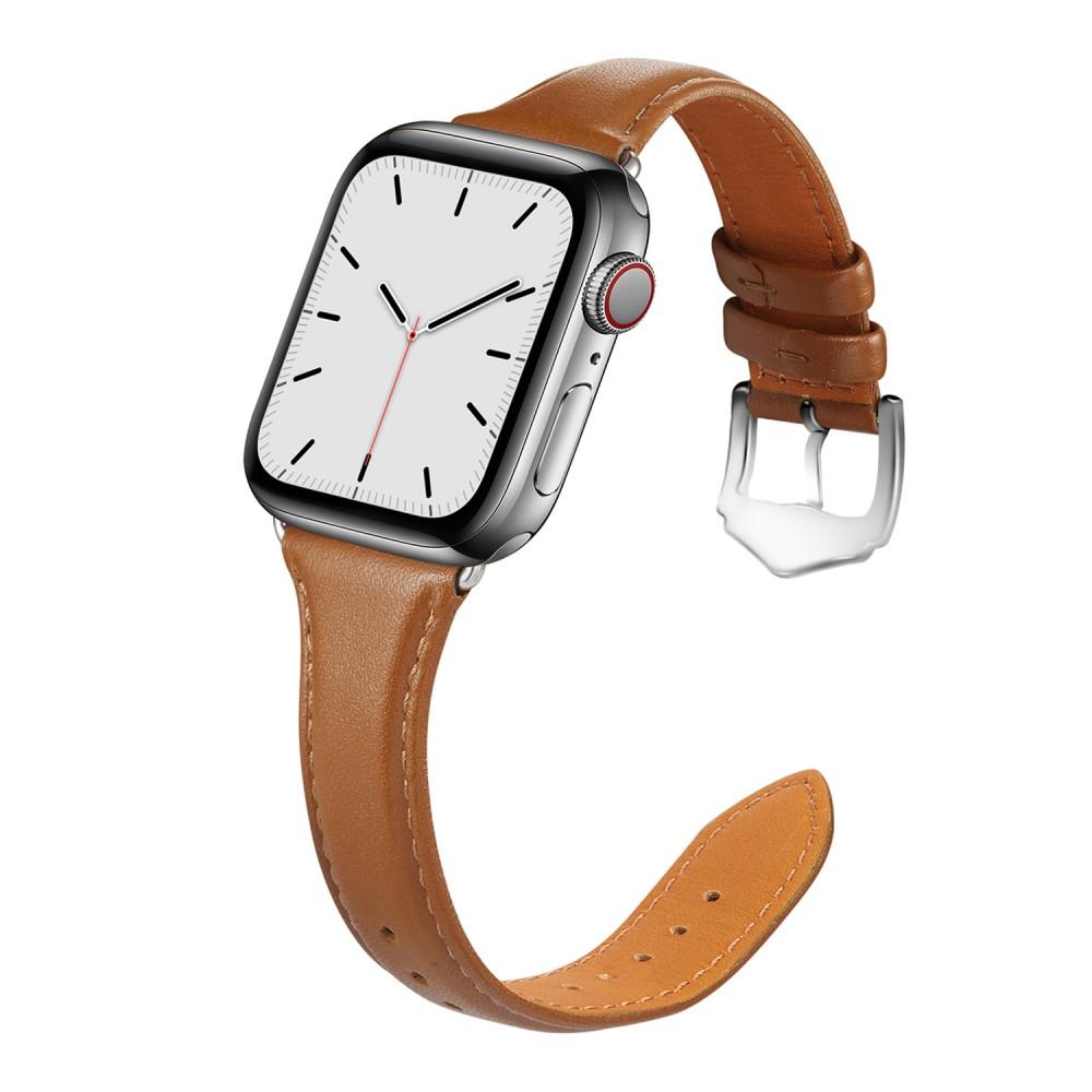 Bracelet en cuir fin Apple Watch Series 10 46mm, cognac