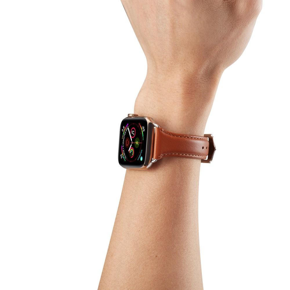 Bracelet en cuir fin Apple Watch SE 40mm, cognac