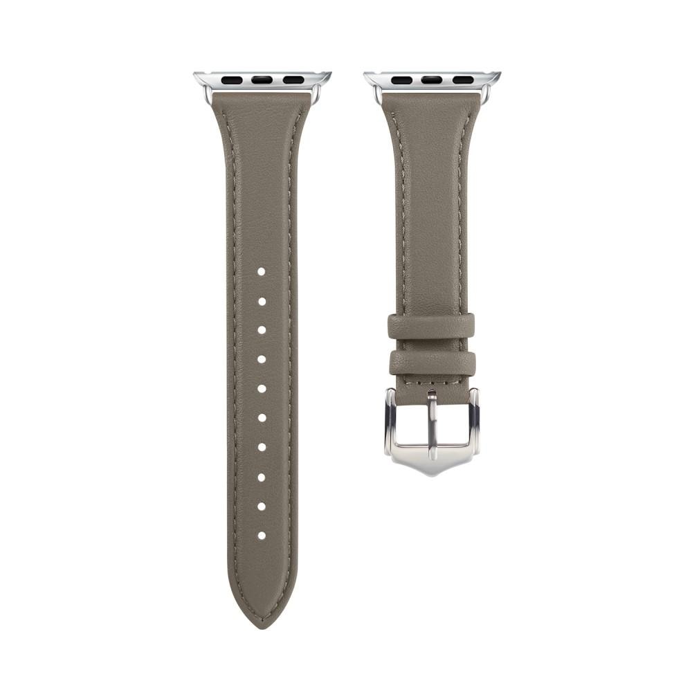 Bracelet en cuir fin Apple Watch Ultra 49mm, gris