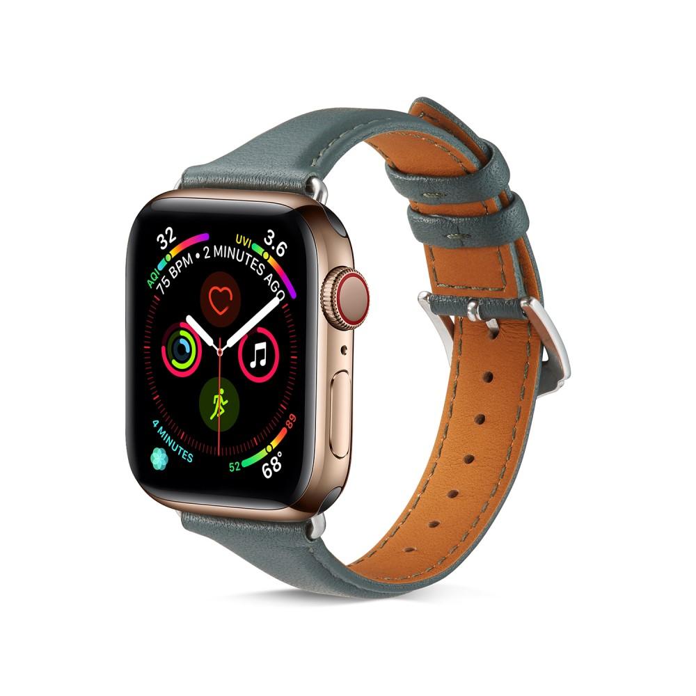 Bracelet en cuir fin Apple Watch 42mm, vert