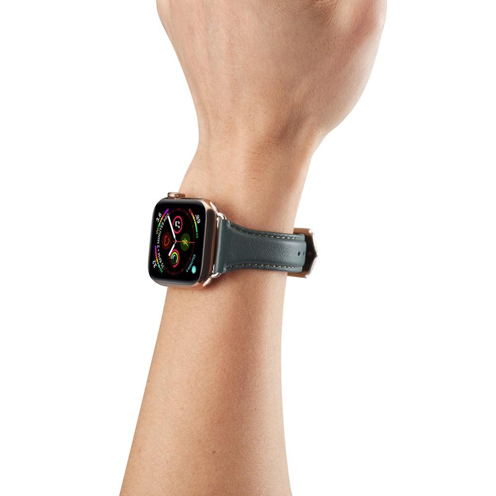 Bracelet en cuir fin Apple Watch SE 40mm, vert