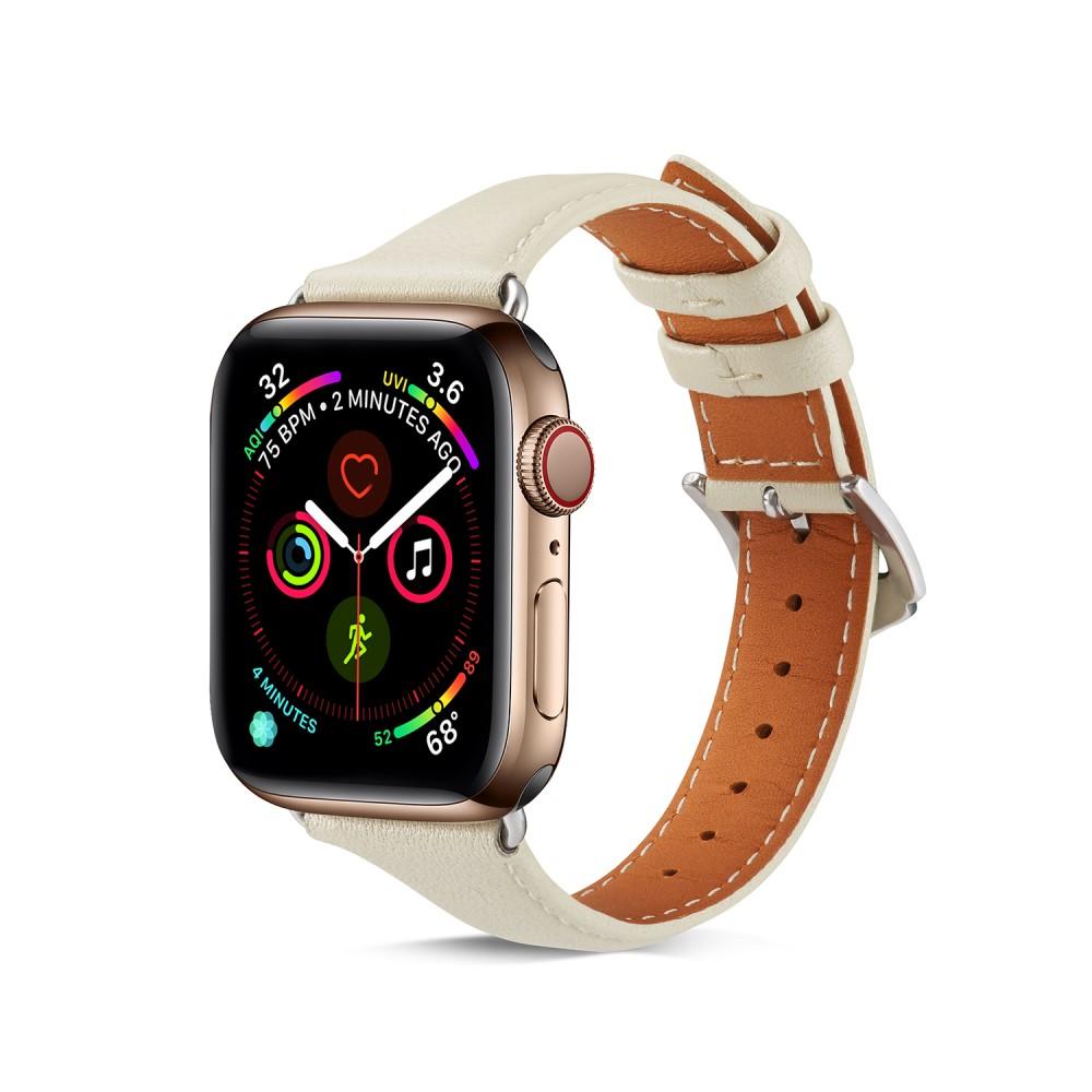 Bracelet en cuir fin Apple Watch 38mm, beige