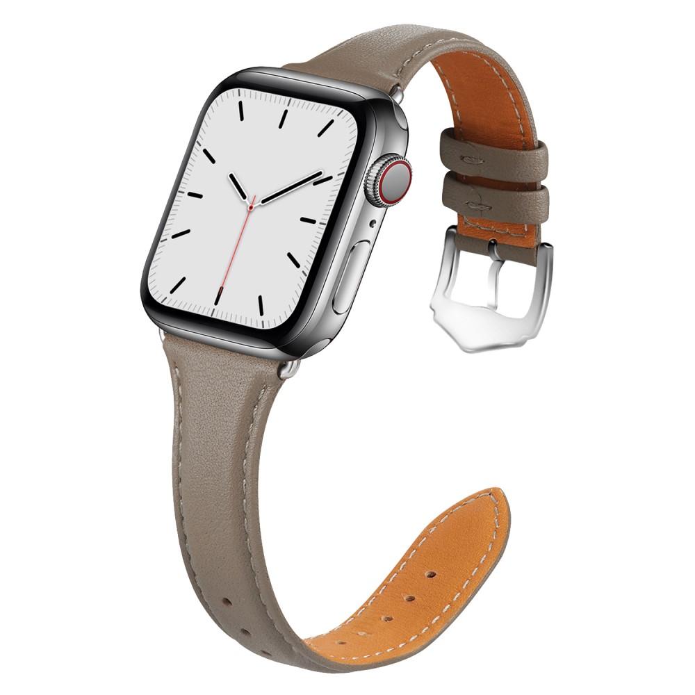 Bracelet en cuir fin Apple Watch 45mm Series 8 Gris