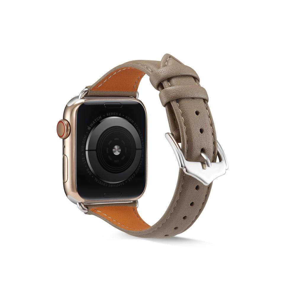 Bracelet en cuir fin Apple Watch 45mm Series 8 Gris