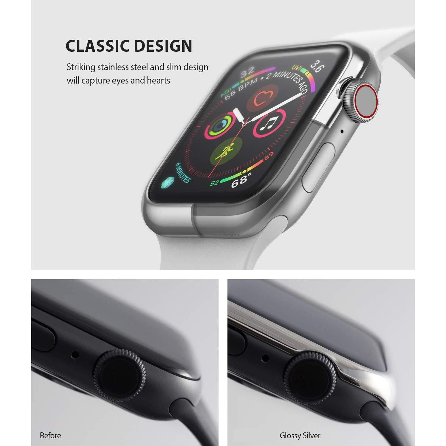 Bezel Styling Apple Watch 41mm Series 9, Glossy Silver