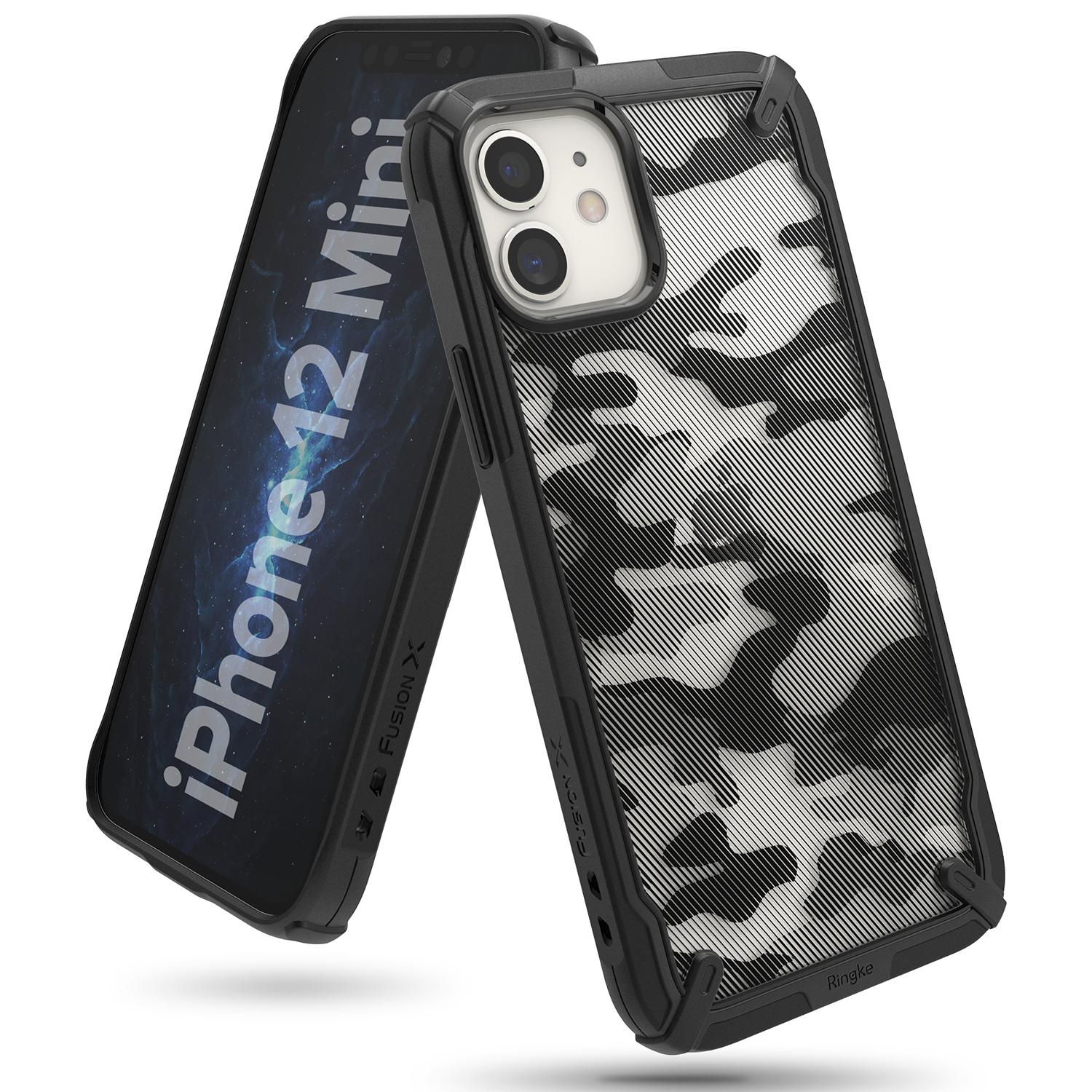 Coque Fusion X iPhone 12 Mini, Camo Black