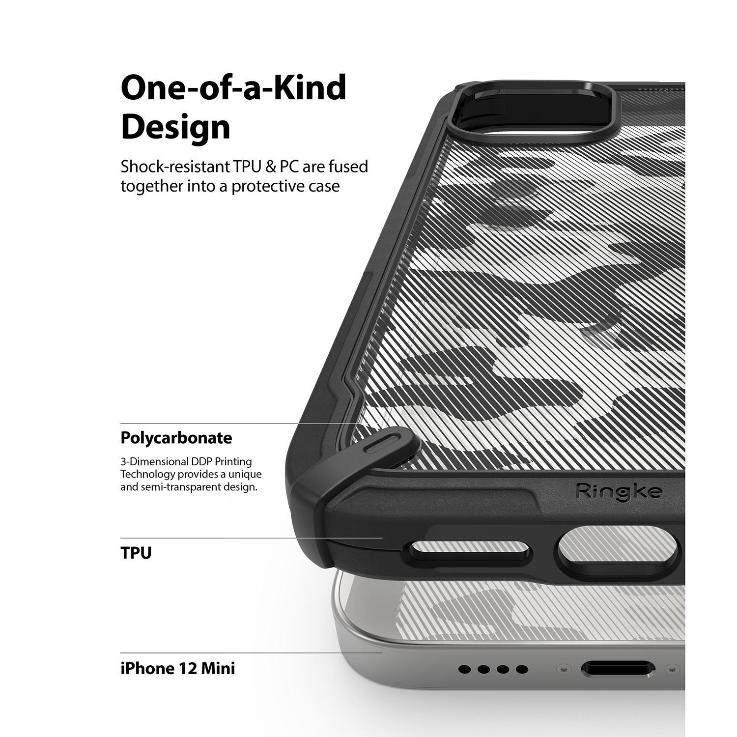 Coque Fusion X iPhone 12 Mini, Camo Black
