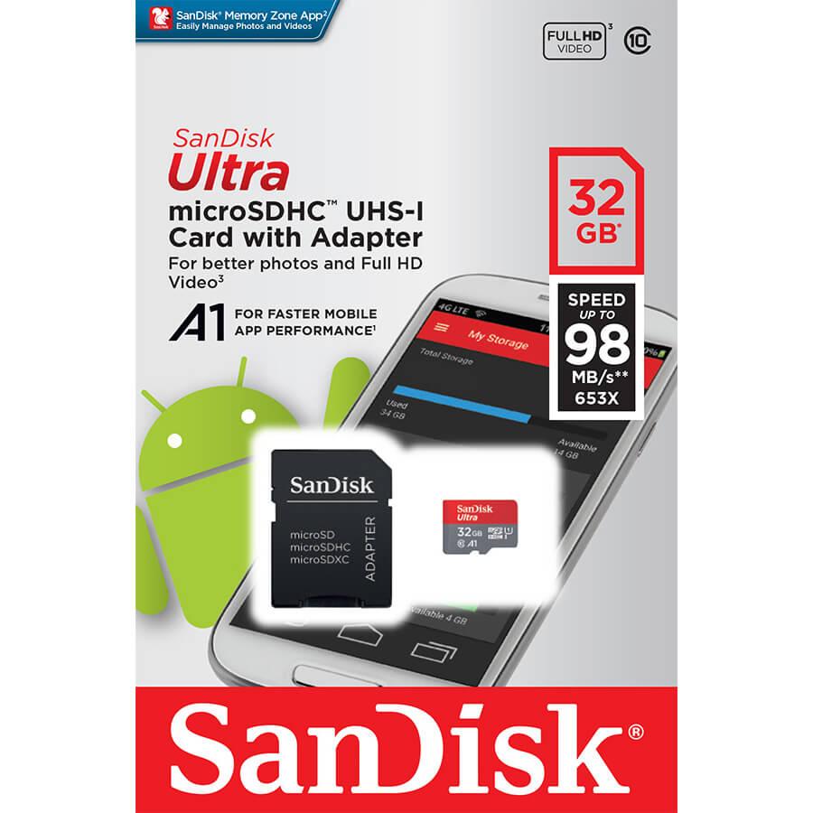 32GB microSDHC Class 10 UHS-I 120MB/s Noir