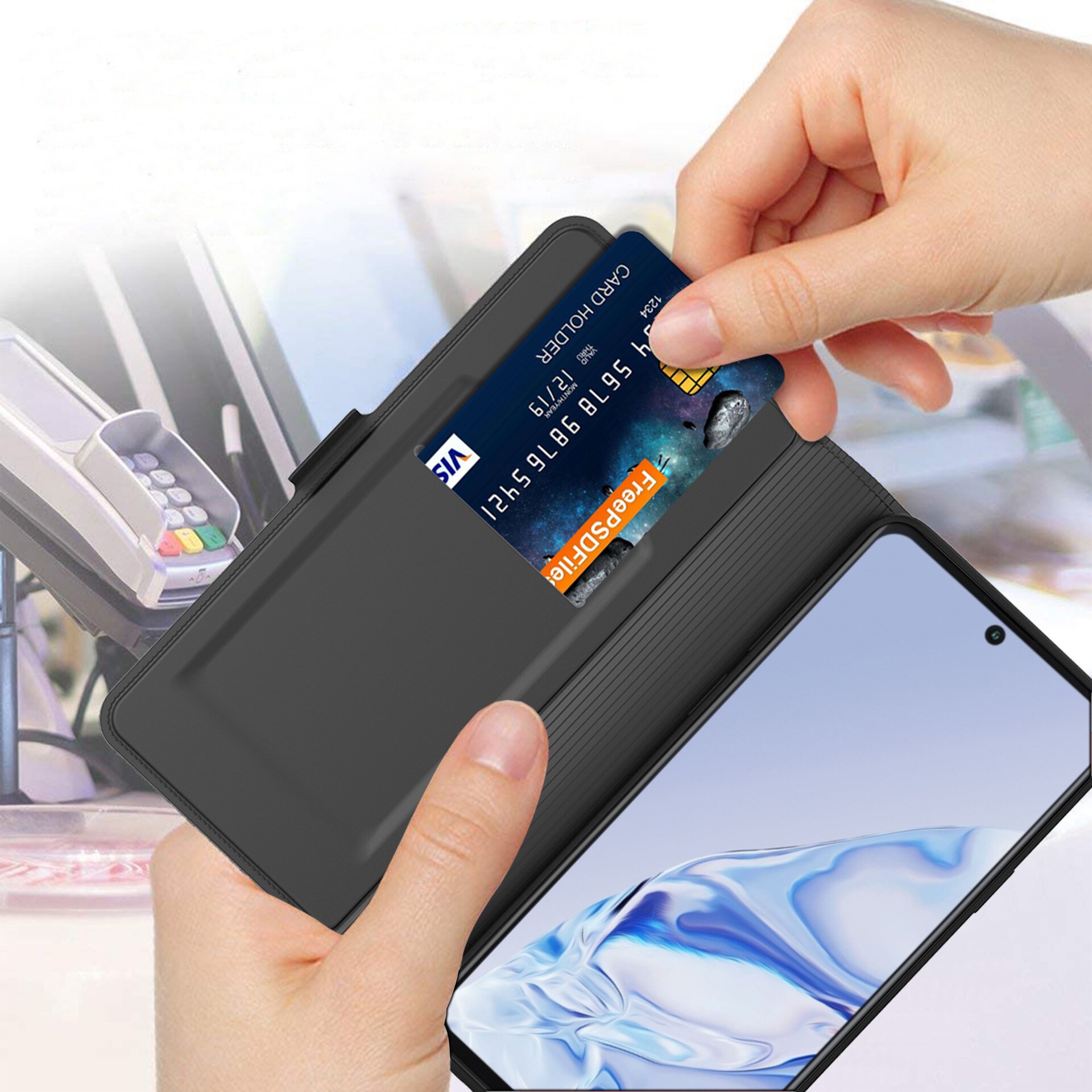 Étui portefeuille Slim Card Wallet Huawei P30 noir