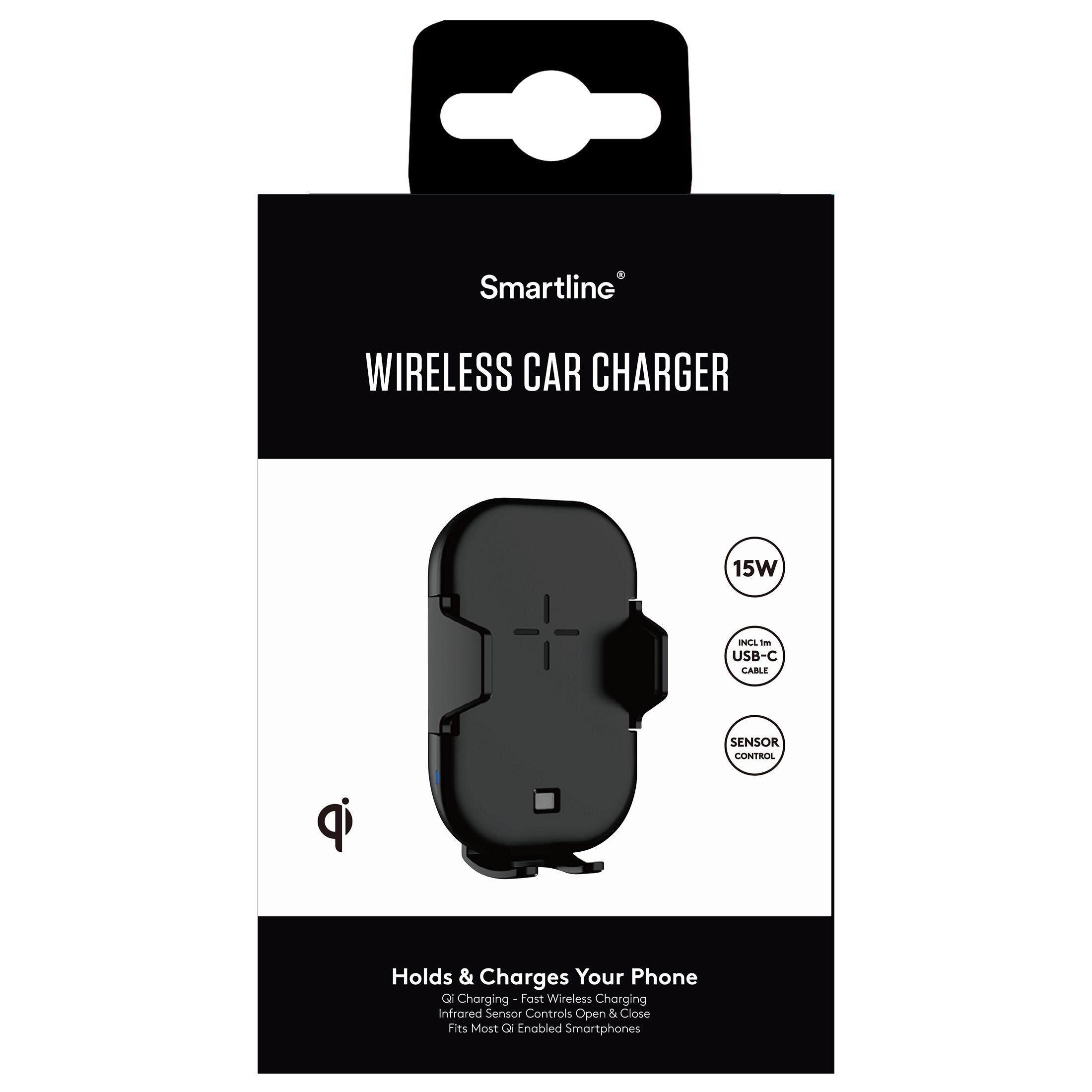 Chargeur de voiture sans fil 15W Qi, noir