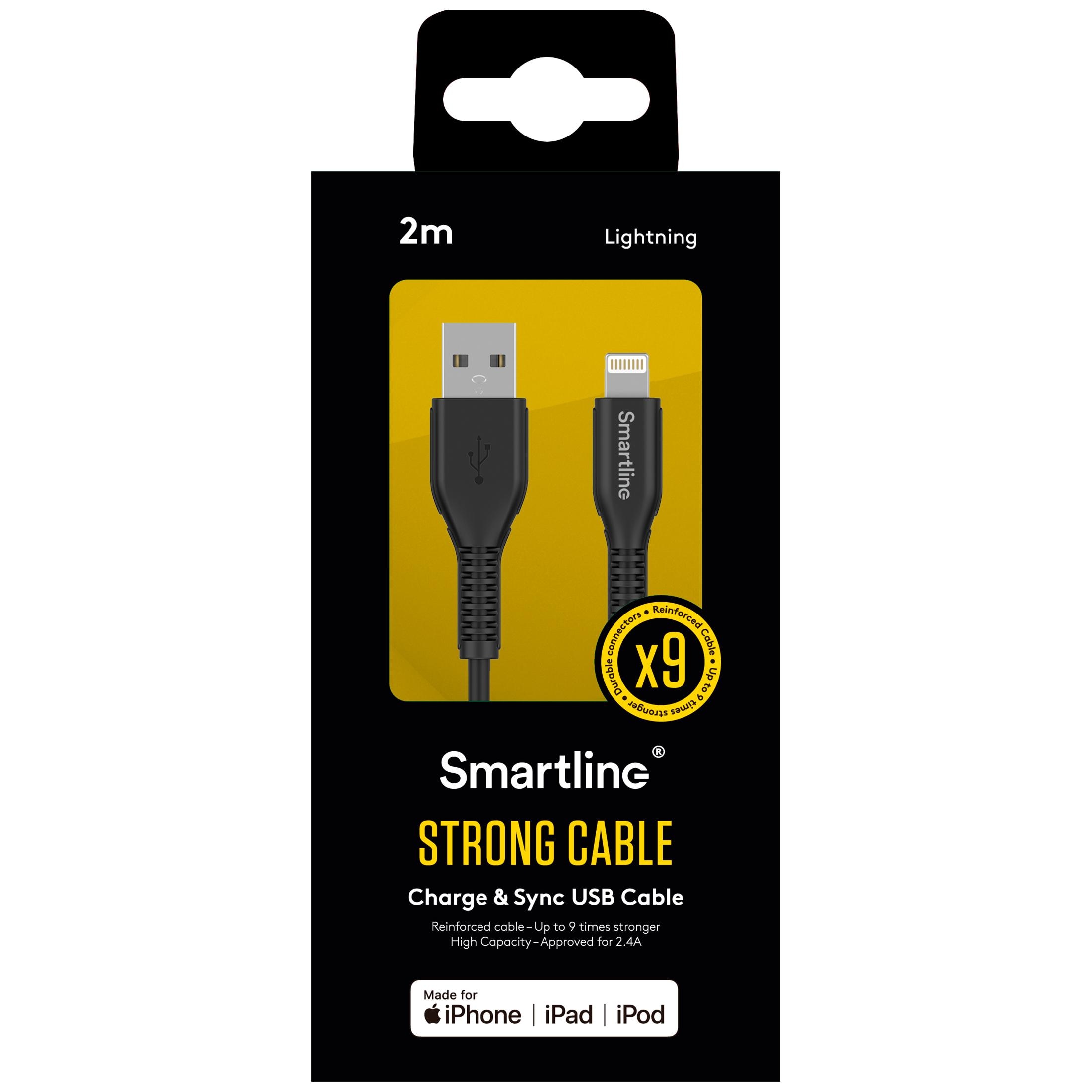 Strong Câble USB-A vers Lightning 2 mètres Noir